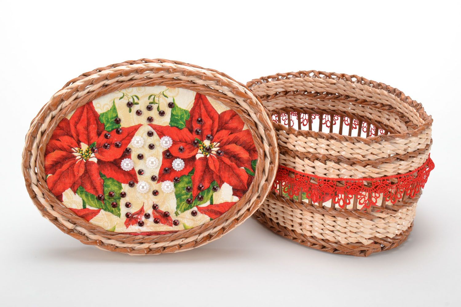 Woven basket for needlework photo 3