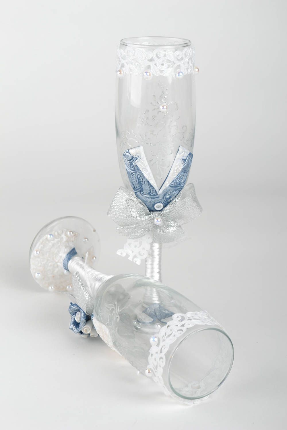 Flûtes à champagne faites main Vaisselle en verre 17 cl 2 pcs Cadeau mariage photo 4