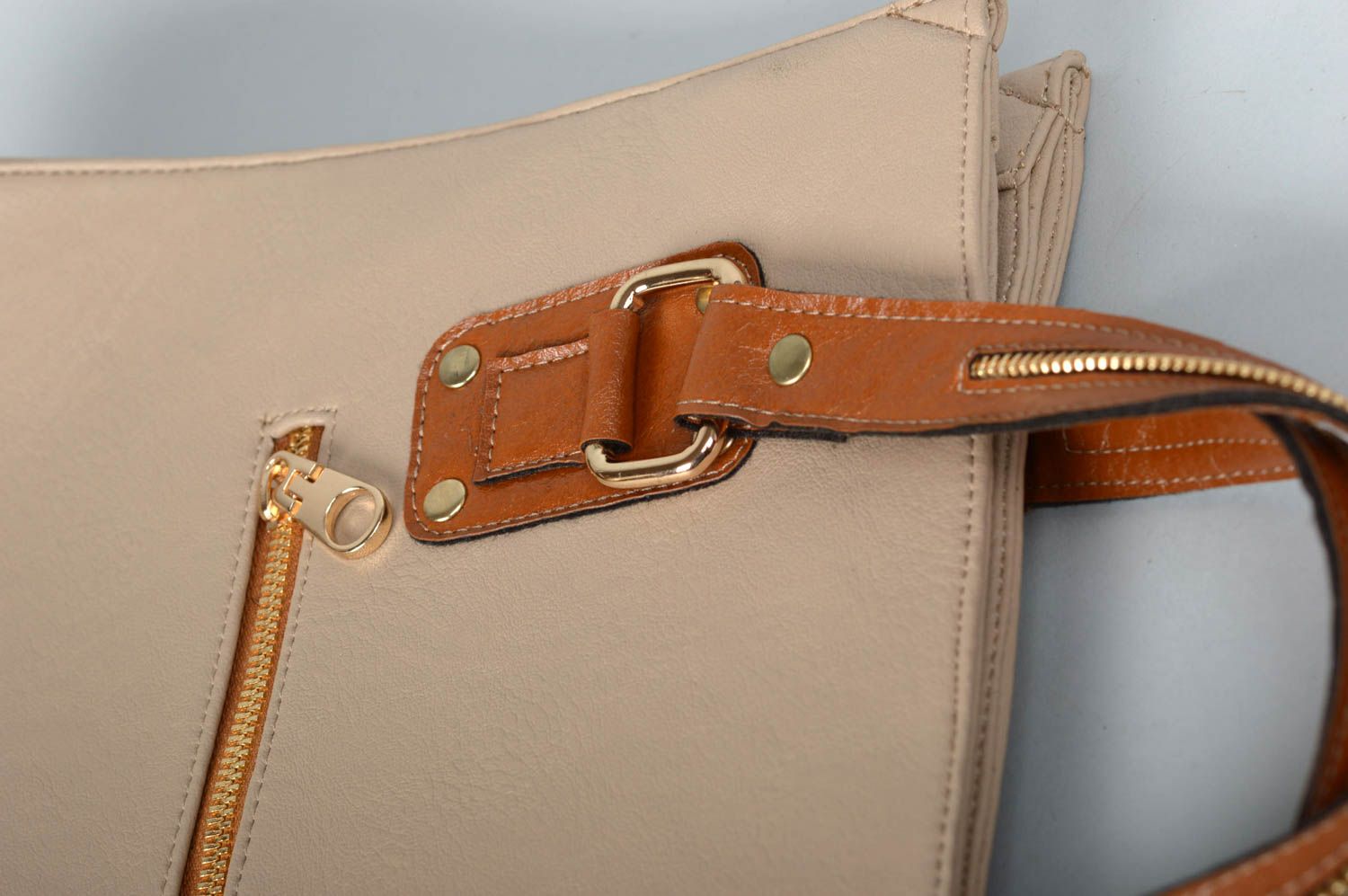 Handmade leatherette shoulder bag grey bag present for lady stylish bag photo 4