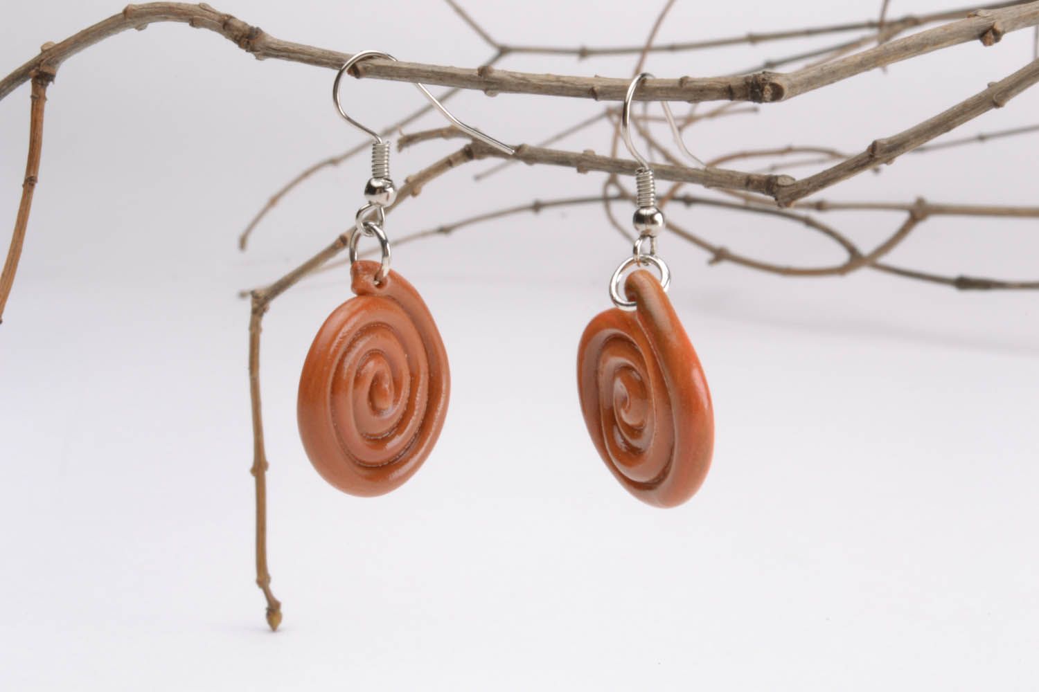 Polymer clay earrings Spiral photo 1