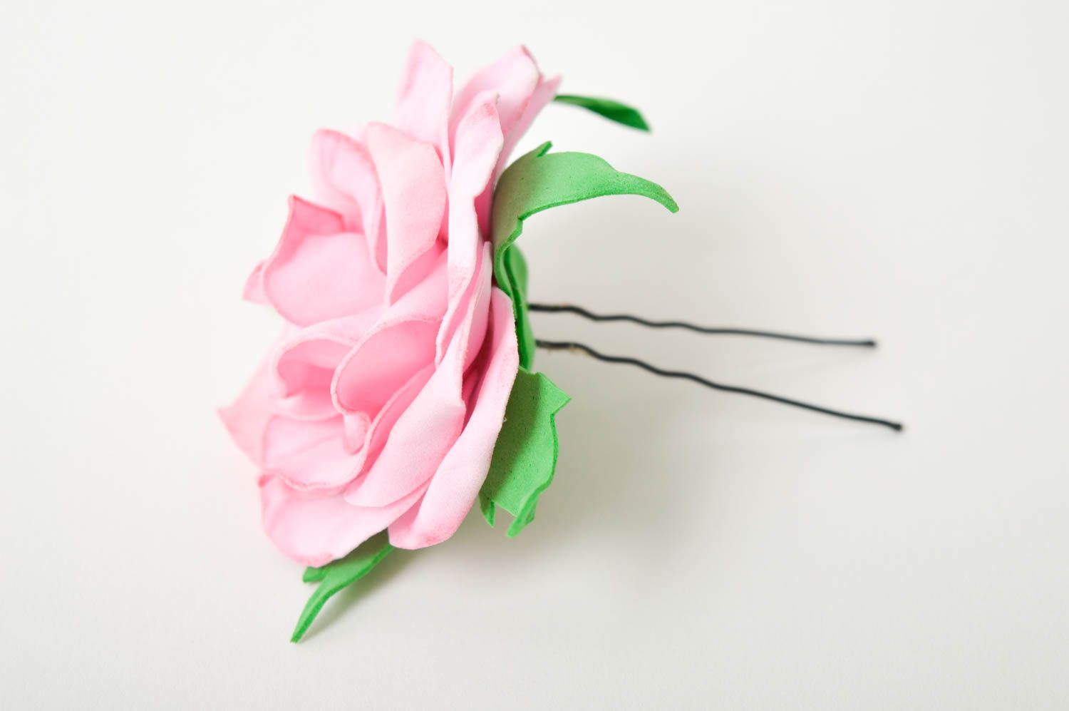 Handmade hairpin with flower foamiran hairpin hair accessories for women photo 4