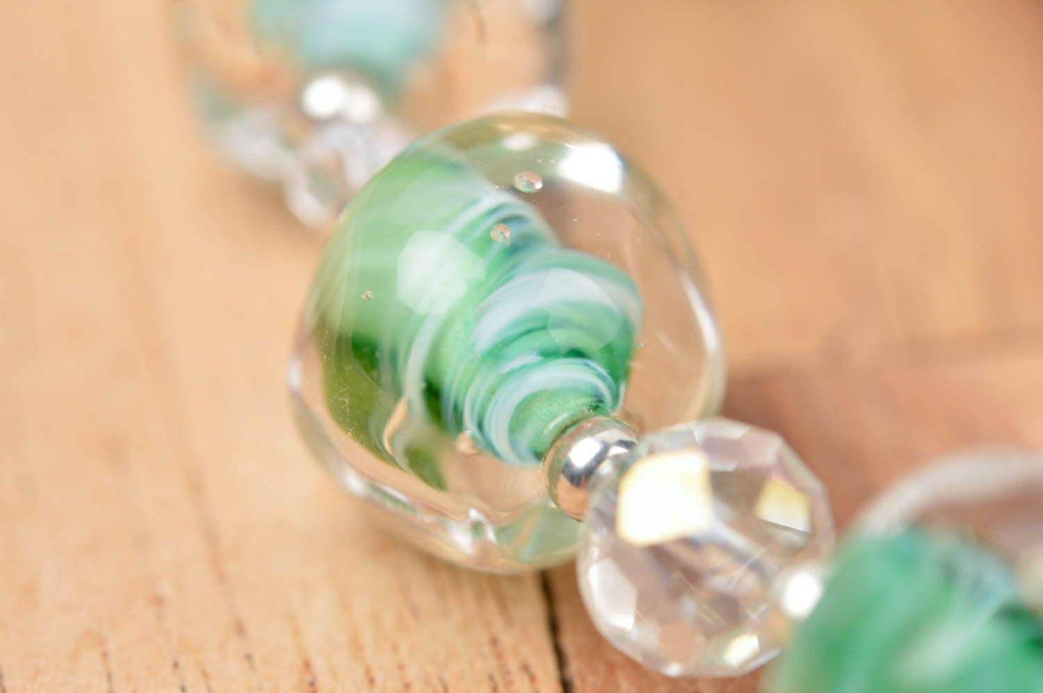 Bracelet verre Bijou fait main design perles transparentes Accessoire femme photo 5