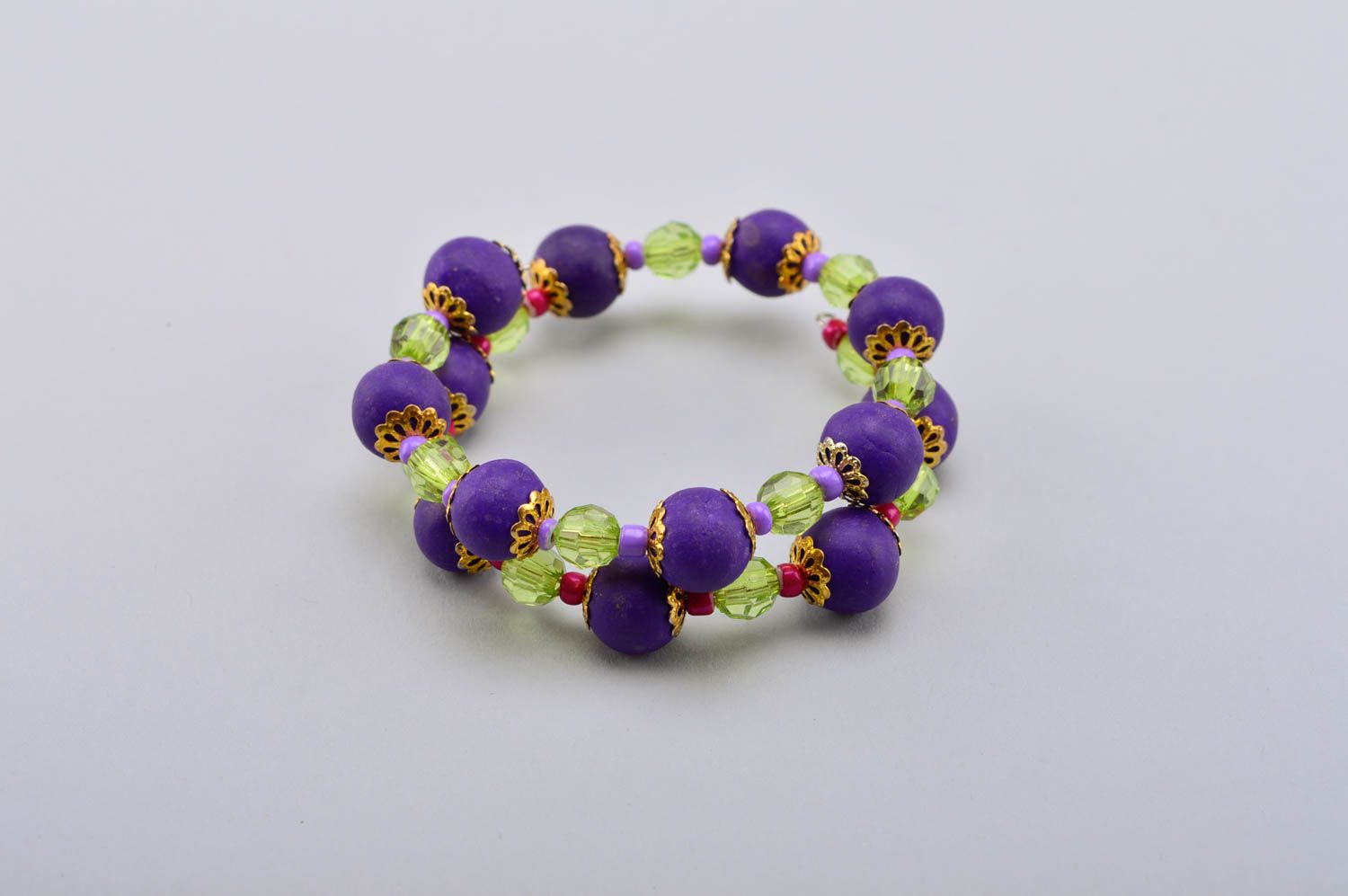 Handmade plastic bracelet unusual violet wrist jewelry female bracelet photo 3