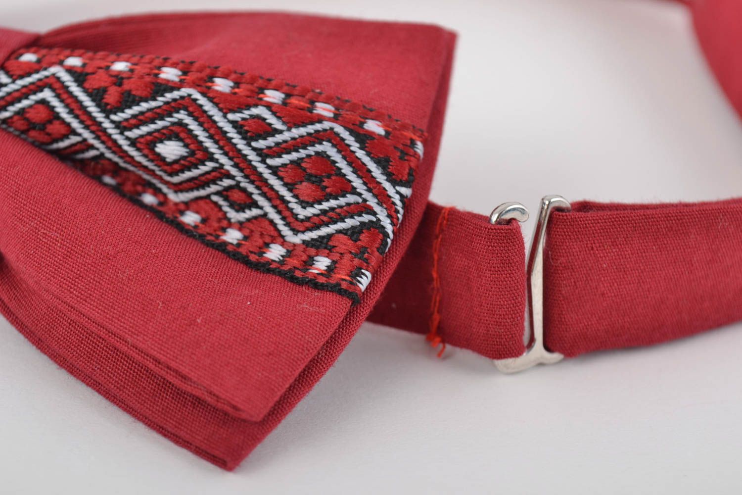 Beautiful claret handmade designer textile bow tie for men and women photo 2