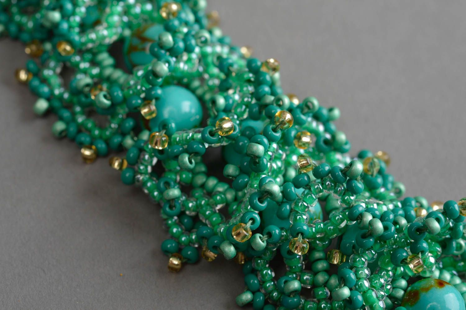 Collier en perles de rocaille fait main turquoise accessoire pour femme photo 5