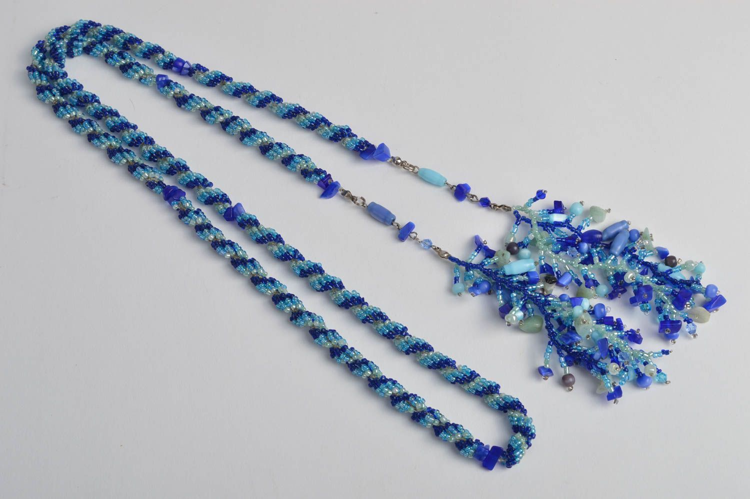 Handmade seed beaded lariat necklace belt and bracelet present for woman photo 2