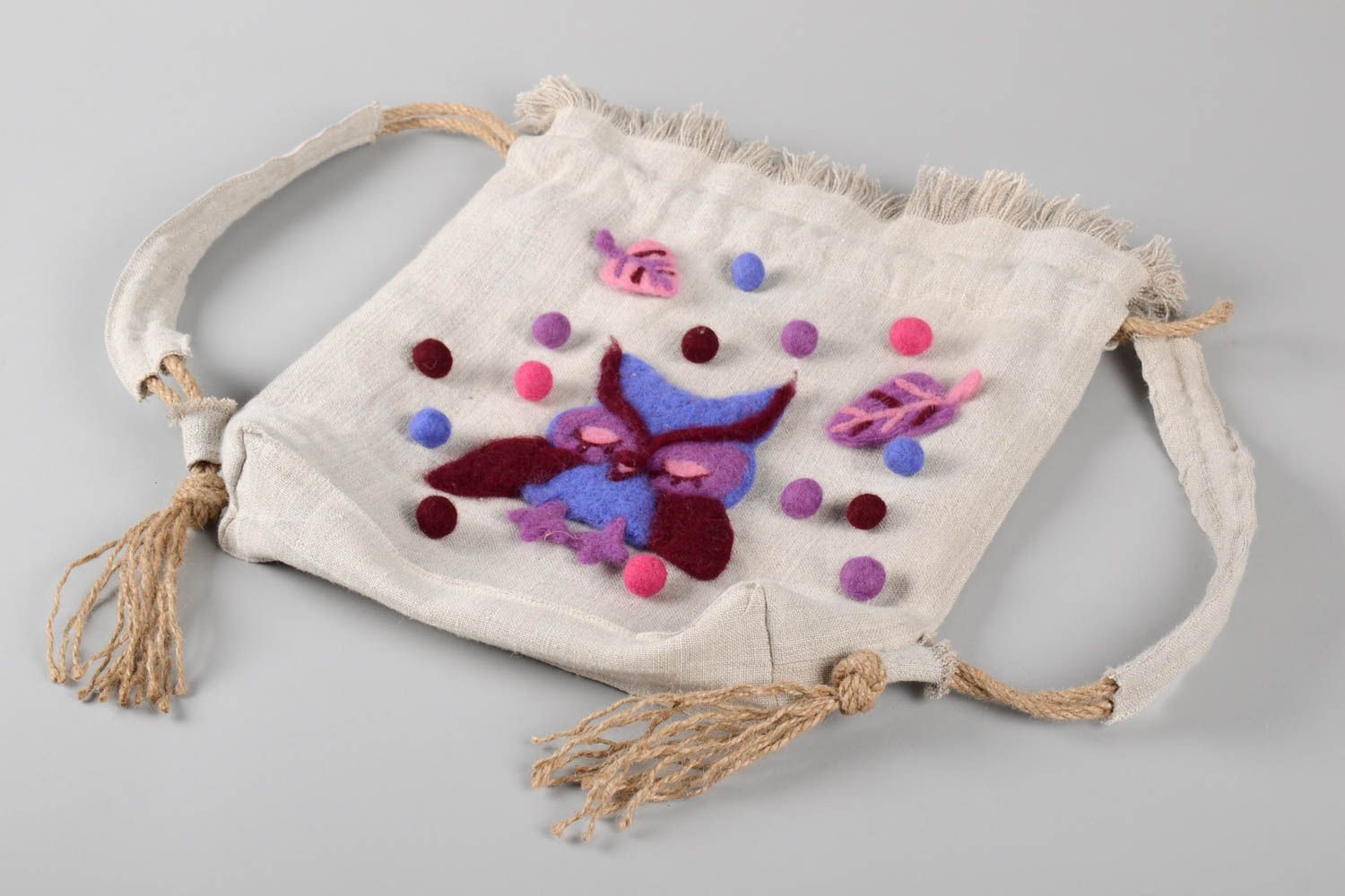 Handmade Frauen Rucksack Sack Tasche Rucksack aus Leinen für Stadt klein  foto 1