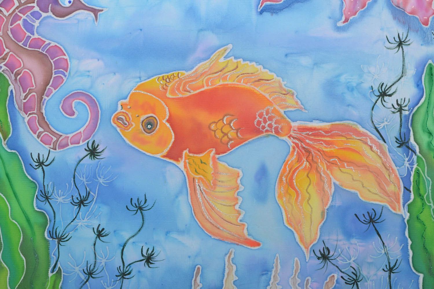 Картина Золотая рыбка батик фото 4