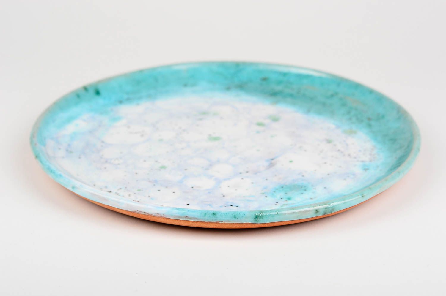Декор на стену handmade керамическая тарелка голубая с глазурью декор для кухни фото 3