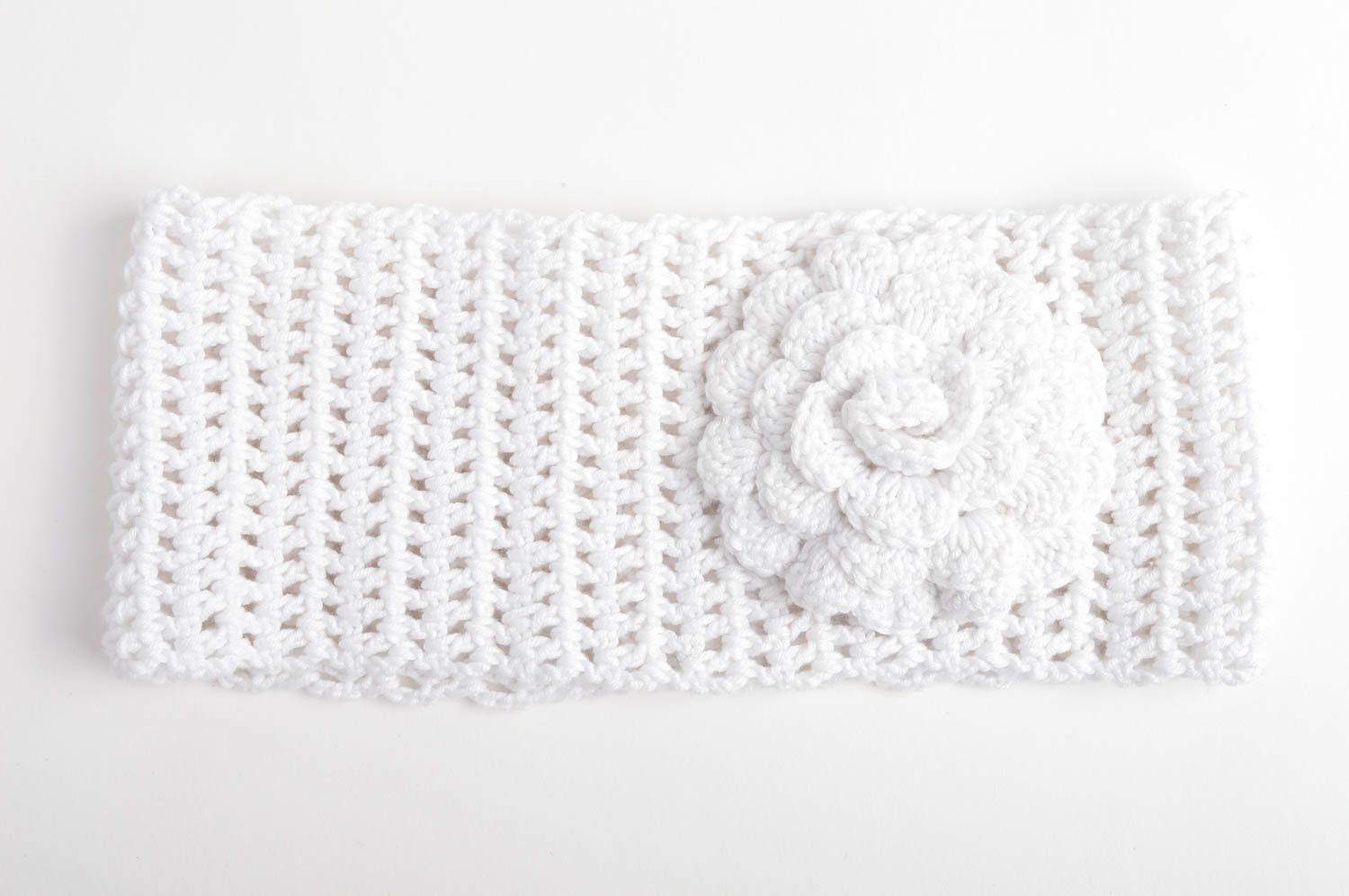 White crocheted headband unusual accessory for kids beautiful headband photo 3