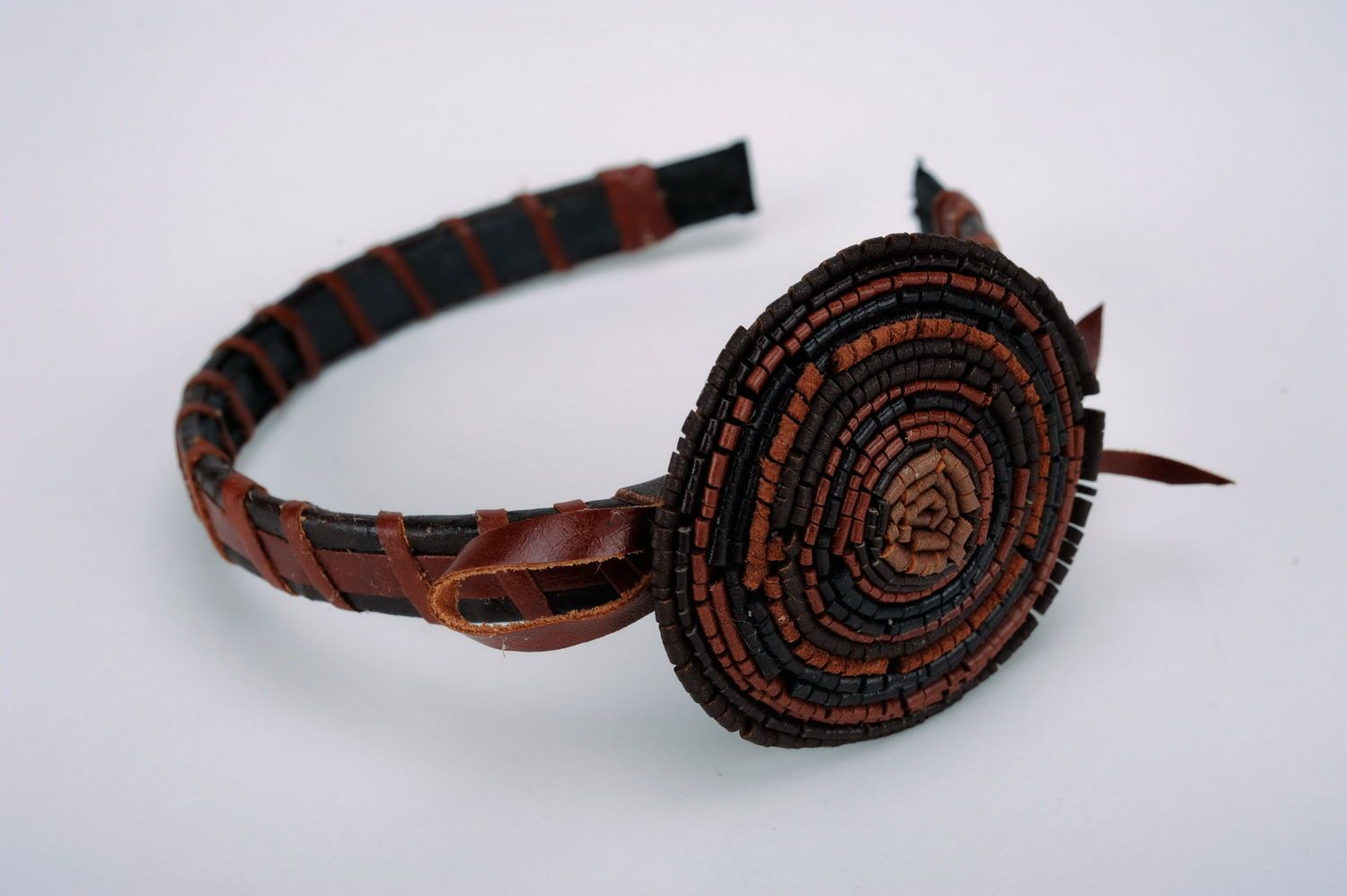 Headband made of plastic and leather Ethnic photo 1