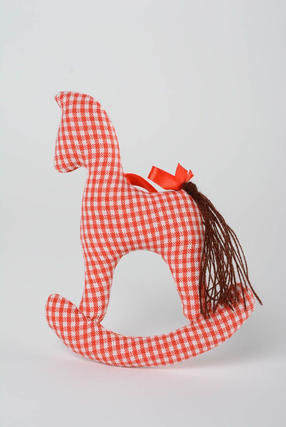 Unusual beautiful handmade cotton fabric soft toy horse for children photo 1
