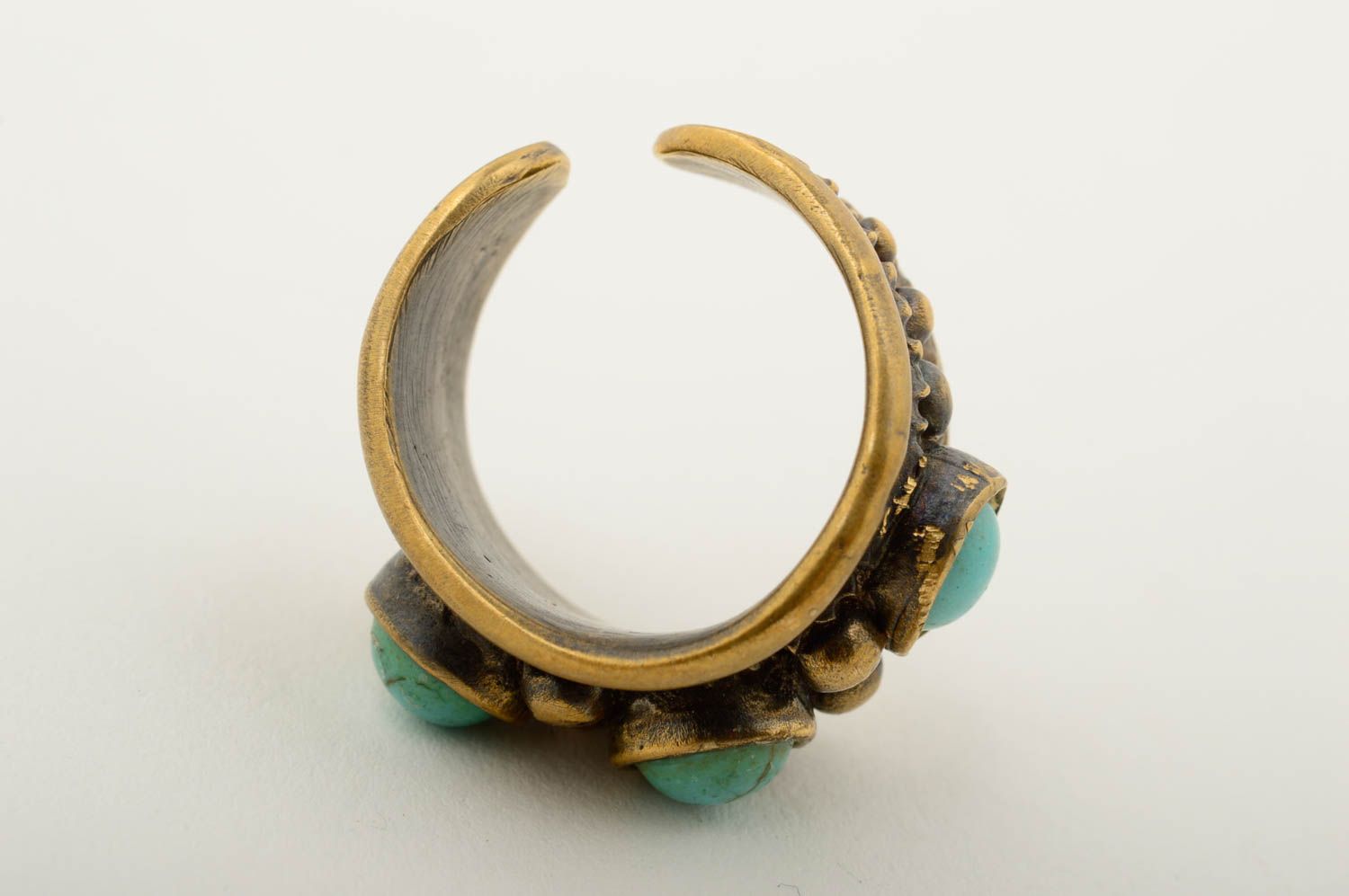 Handmade Bronze Ring modisches Accessoire Metall Schmuck mit echtem Stein foto 5