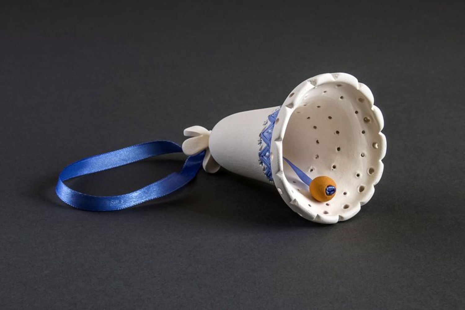Ceramic bell of blue color photo 4