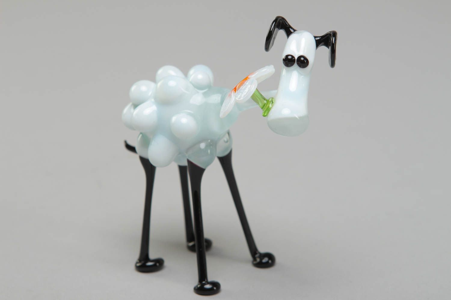 Funny lampwork glass statuette of sheep photo 1
