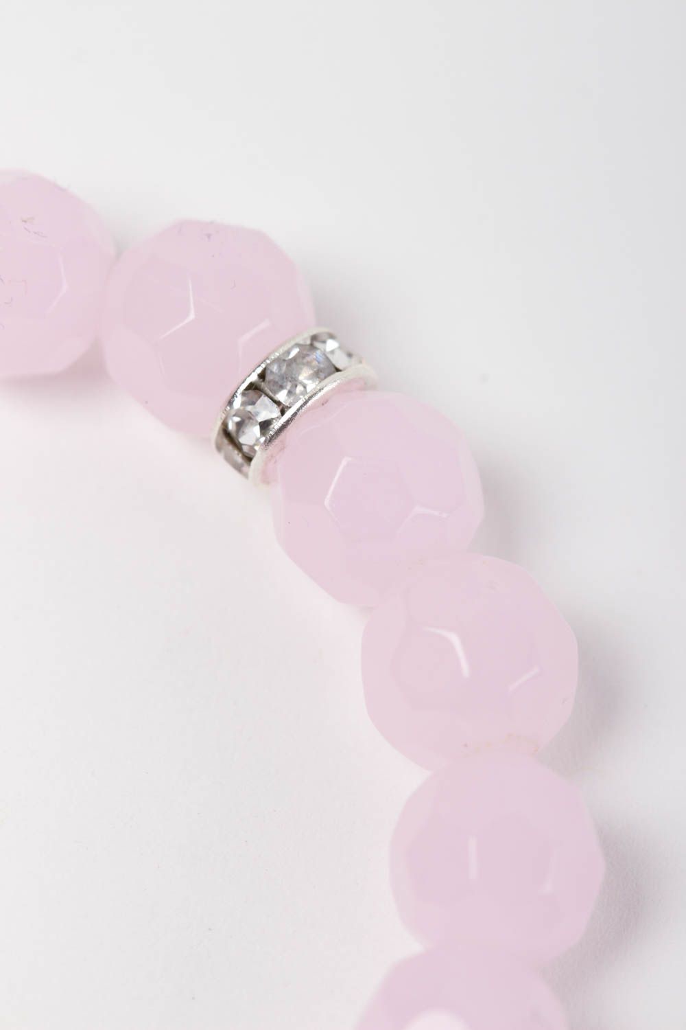 Bracelet pierres naturelles Bijou fait main rose clair Accessoire femme photo 4