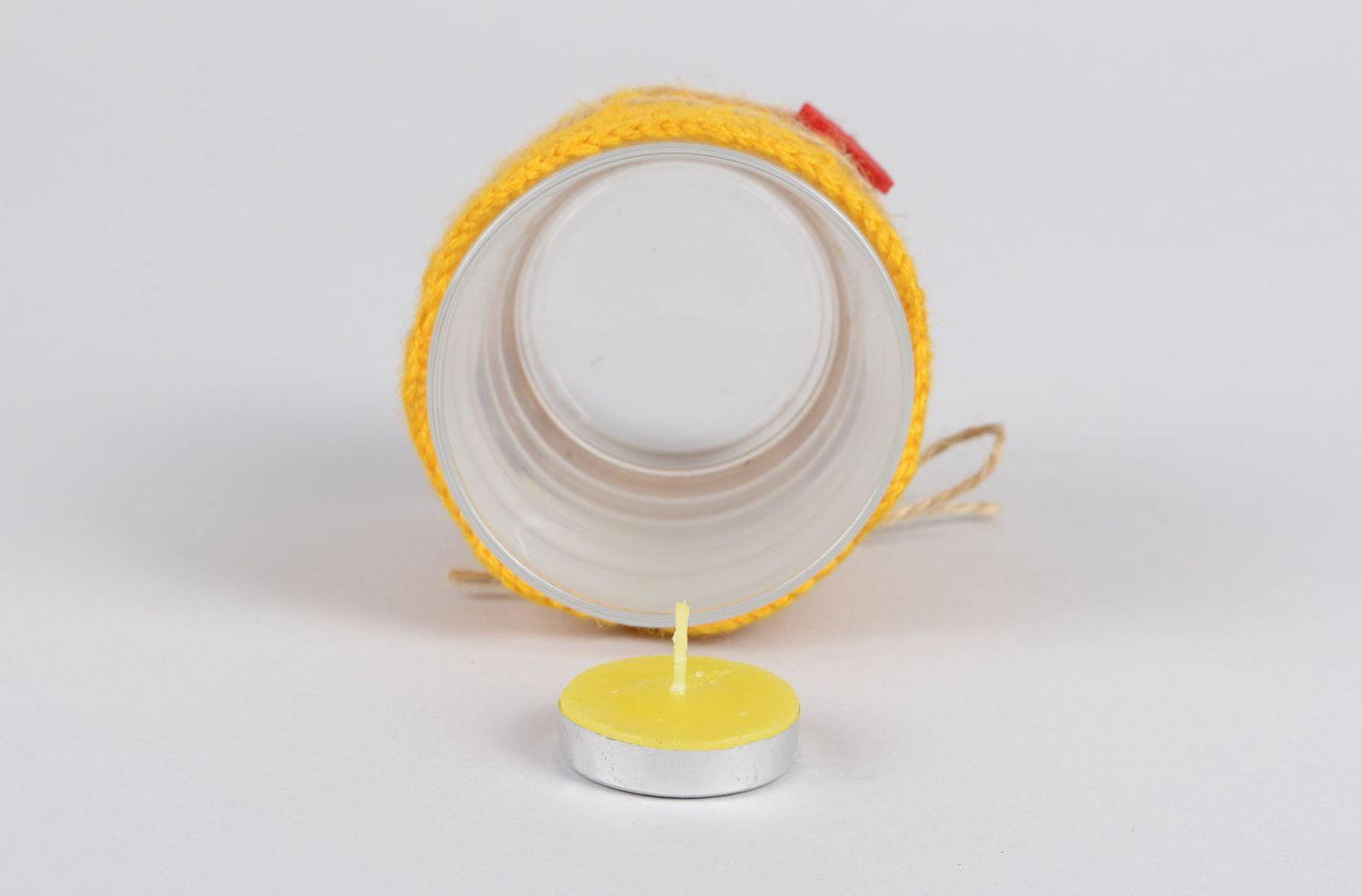 Teelichthalter aus Glas Kerzenständer aus Glas Haus Dekor Handarbeit toll gelb foto 4