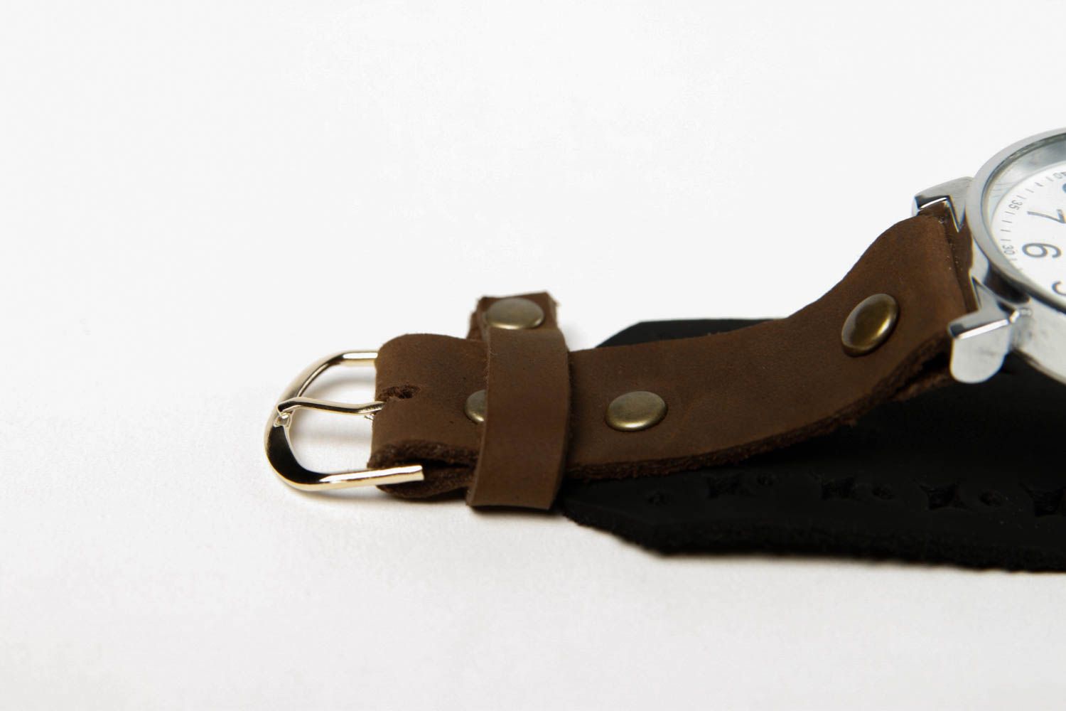 Bracelet cuir fait main Bracelet de montre brun large montre Accessoire en cuir photo 4