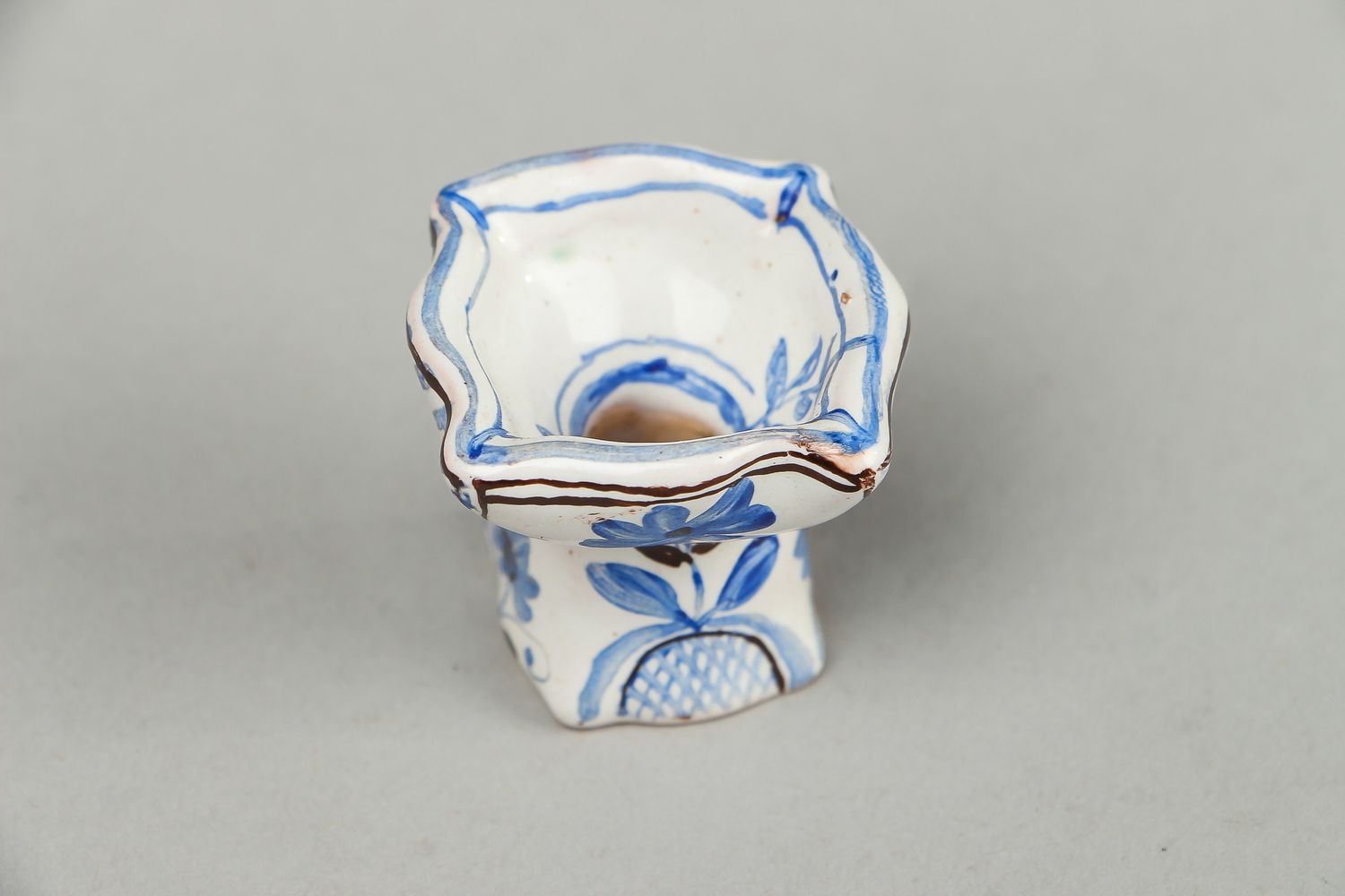 Petit vase en céramique décoratif bleu blanc photo 3