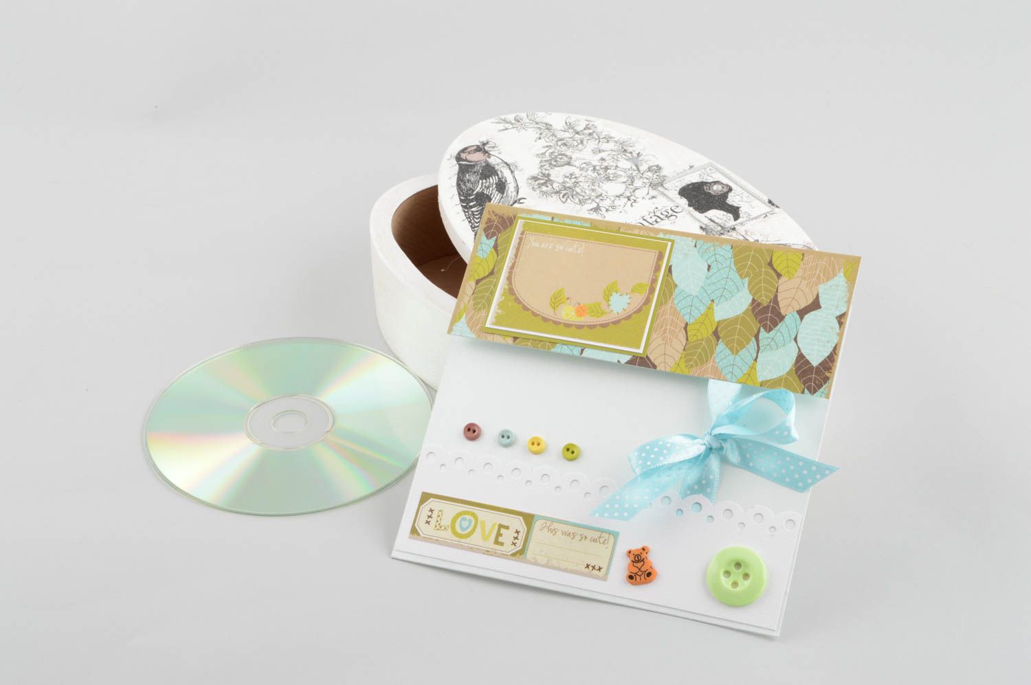 Sobre para CD artesanal con botones decoración de regalo embalaje decorativo foto 1