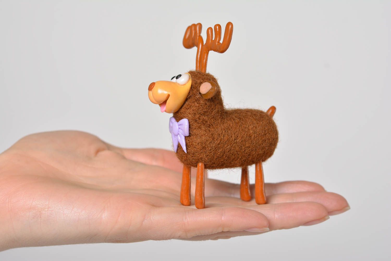 Handmade wool figurine unique deer toy designer for kid home interior decoration photo 4