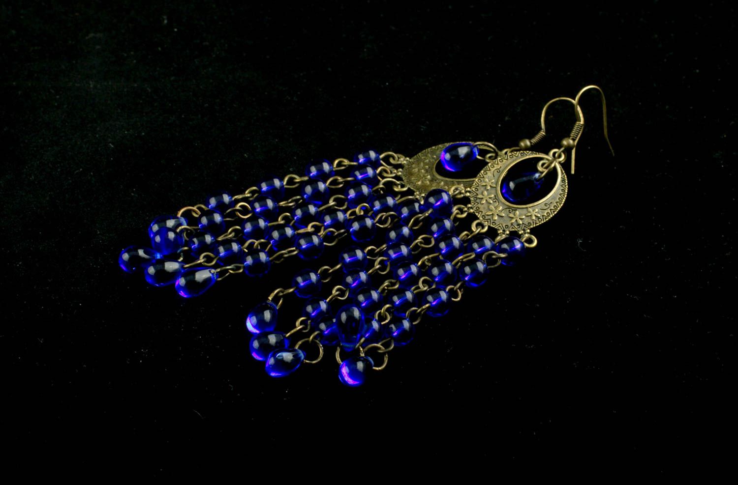 Handmade beaded cute earrings long designer earrings stylish accessory photo 5