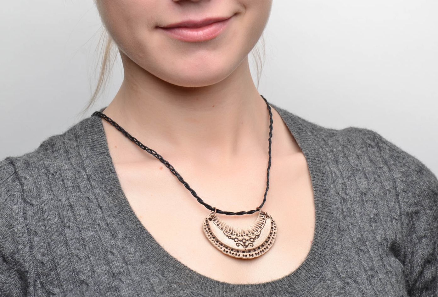 Designer pendant with stamping Half Moon photo 2