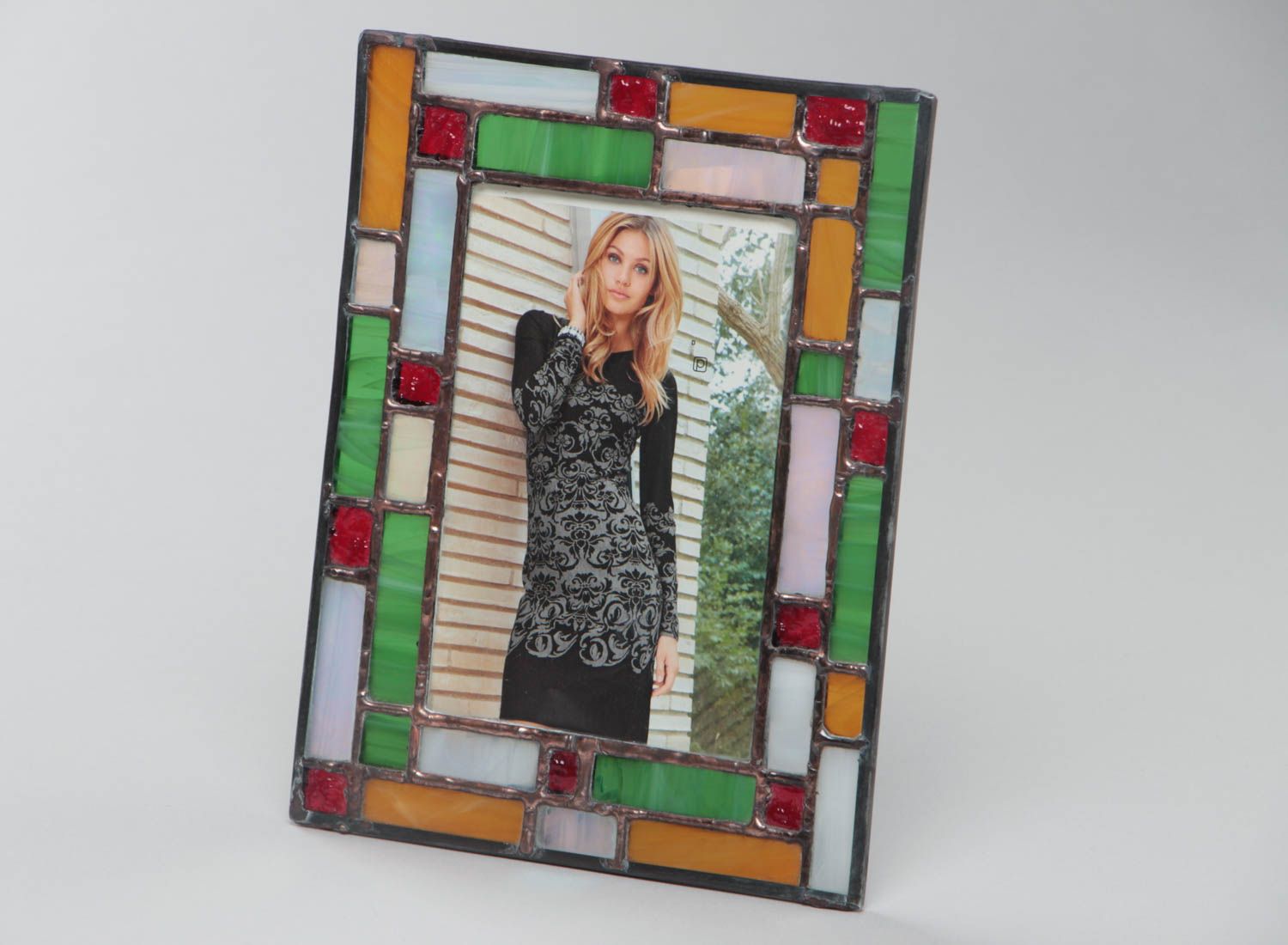Handgemachter dekorativer Fotorahmen aus Glas schön bunt vertikal originell foto 2