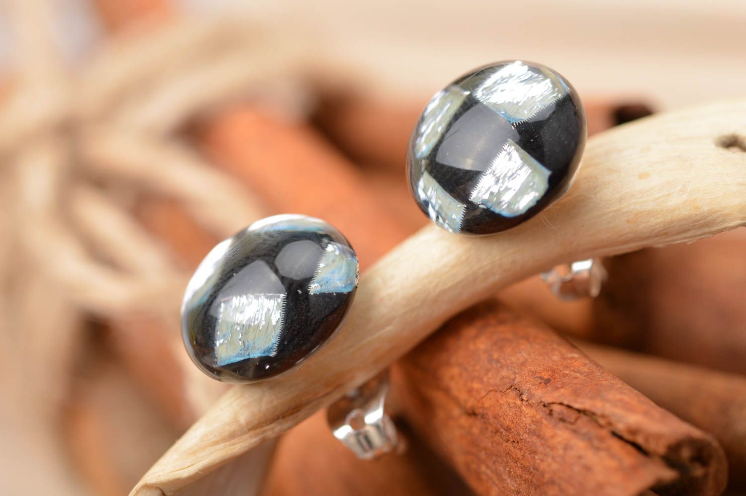 Beautiful handmade glass earrings silver earrings dichroic glass art gift ideas photo 1
