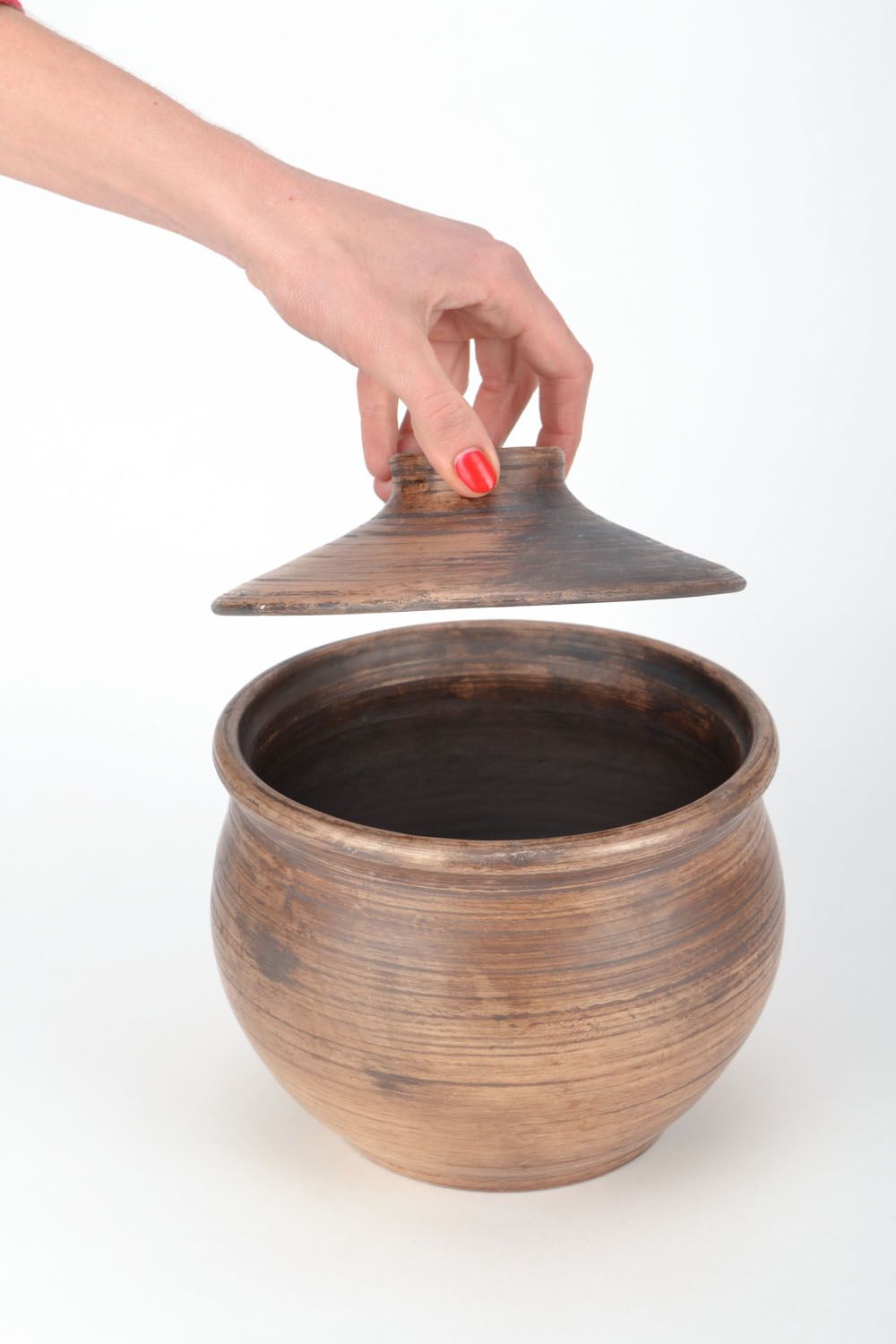 Pot en céramique avec couvercle en argile blanche photo 2