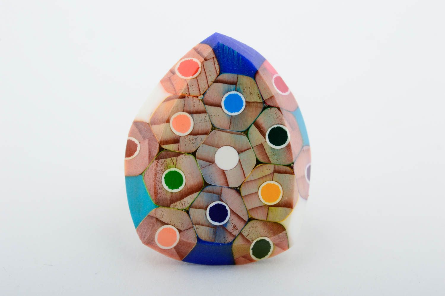 Кольцо из карандашей ручной работы кольцо из дерева и глины изделие из дерева фото 3