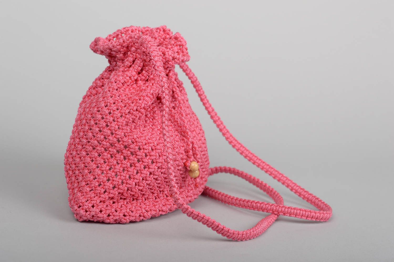 Handmade Makramee Tasche Mode Accessoire Sack Tasche für Kinder in Rosa foto 2