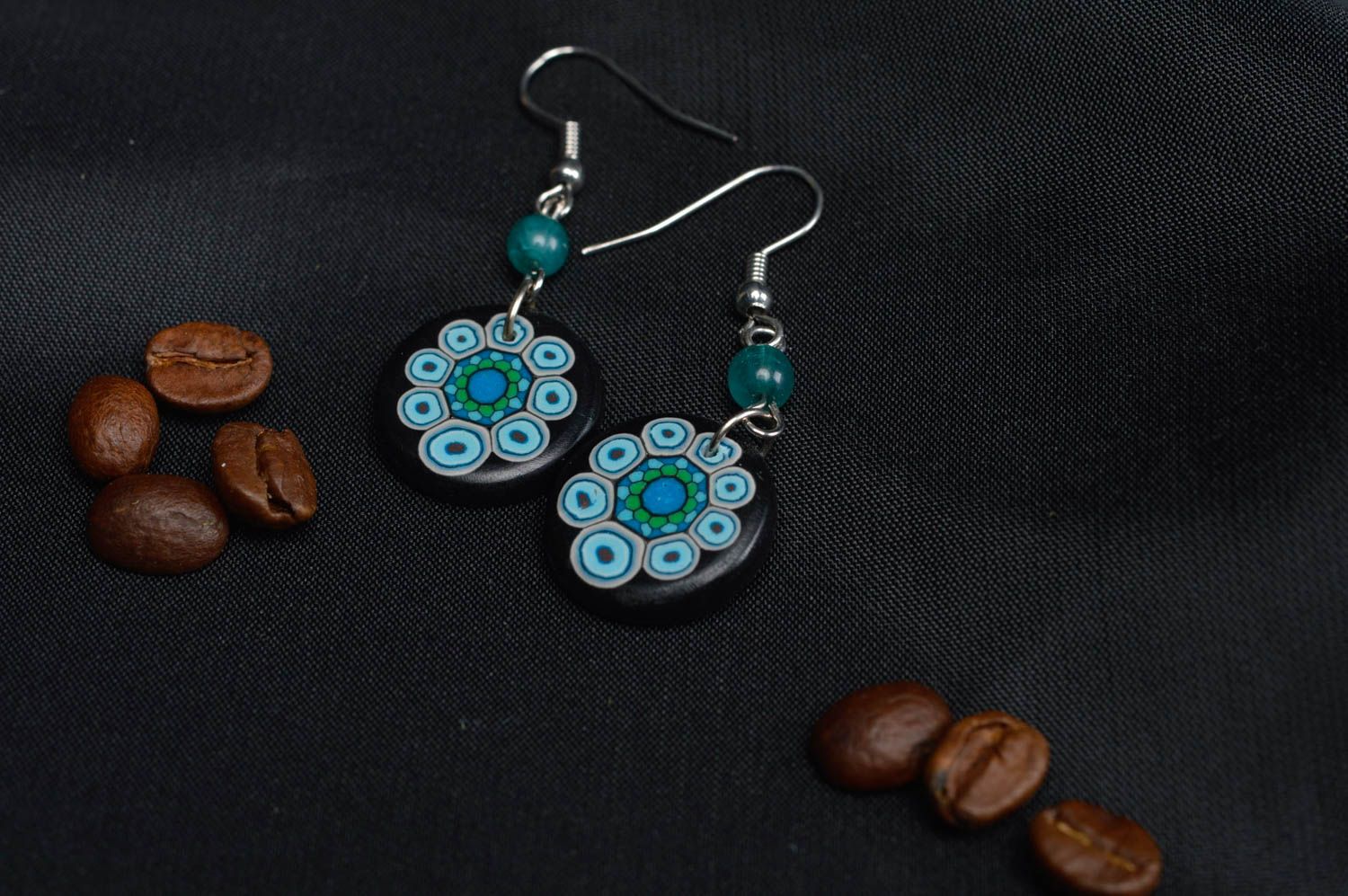 Handmade polymer clay earrings earrings with charms soutache earrings for girls photo 1