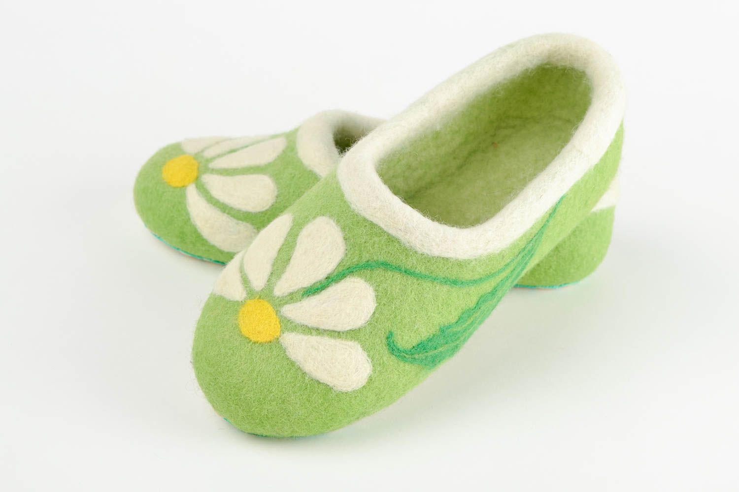 Hausschuhe gefilzt handmade warme Damen Hausschuhe Pantoffel Schuhe grün modisch foto 3