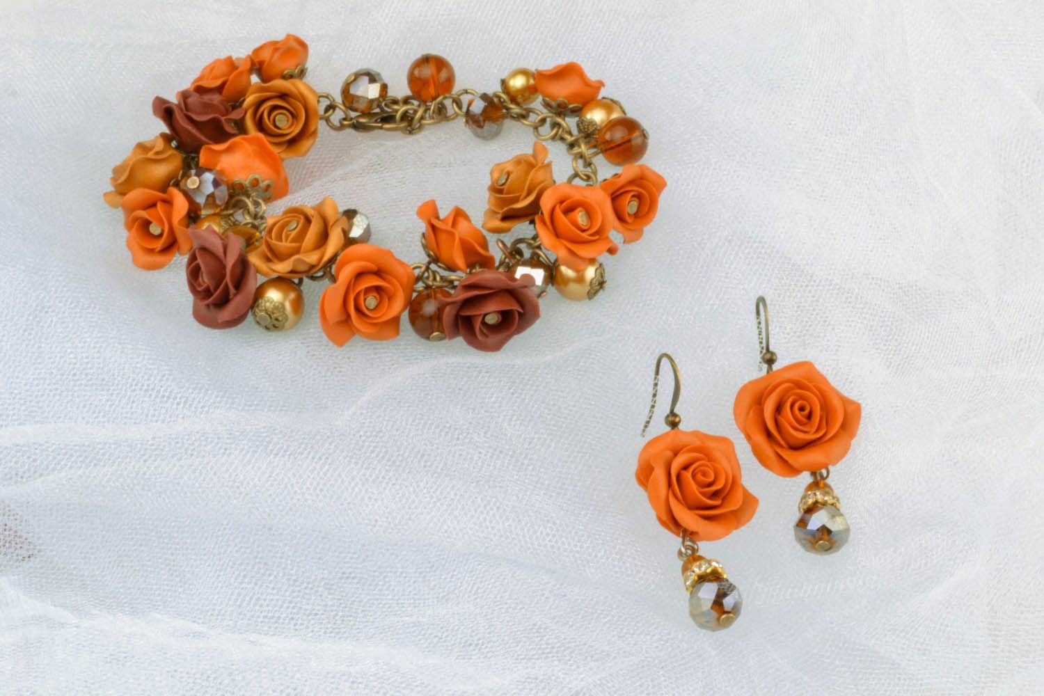 Homemade jewelry set Blossoming Terracotta photo 1
