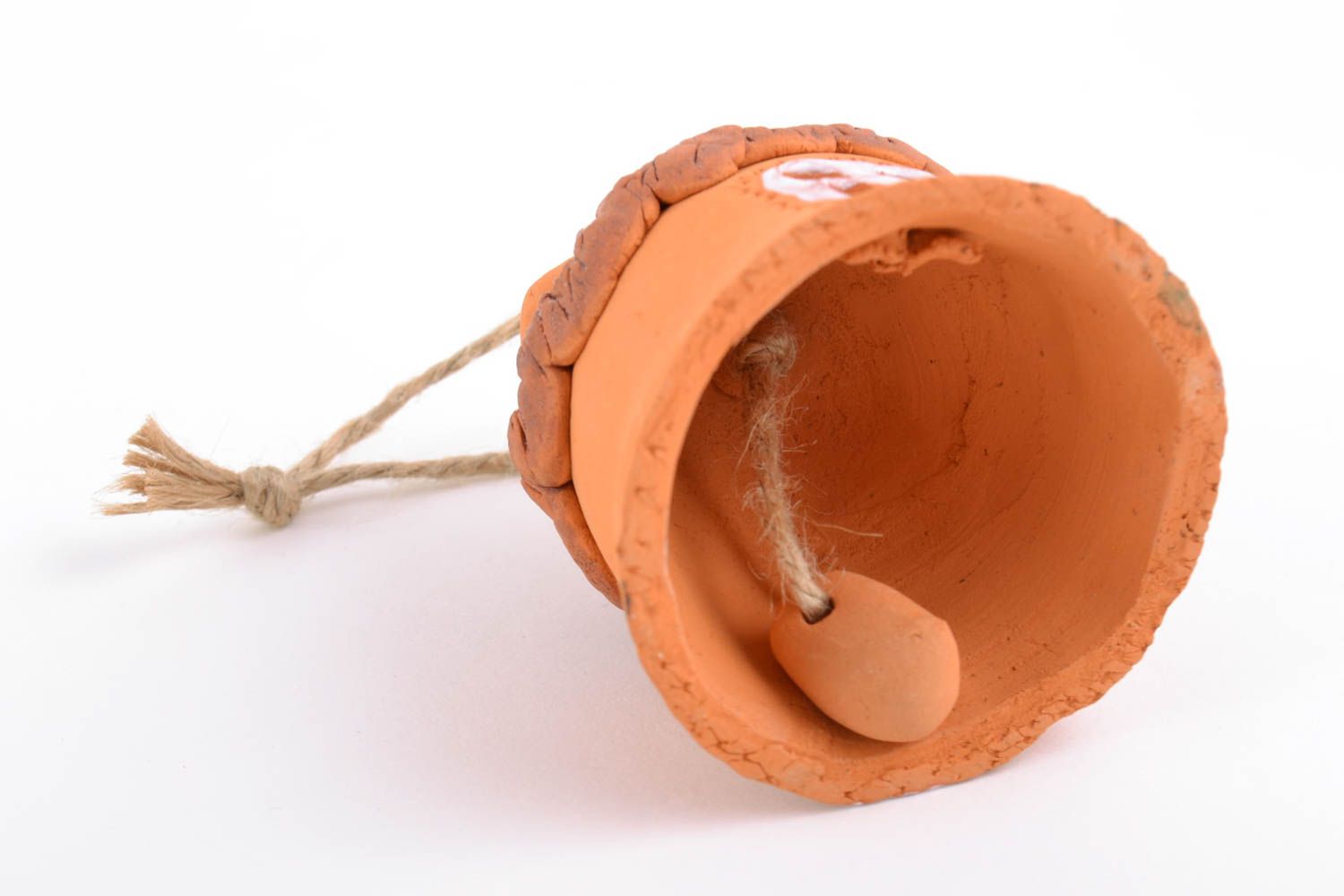 Handmade decorative interior bell made of red clay beautiful stylish decor elements photo 4
