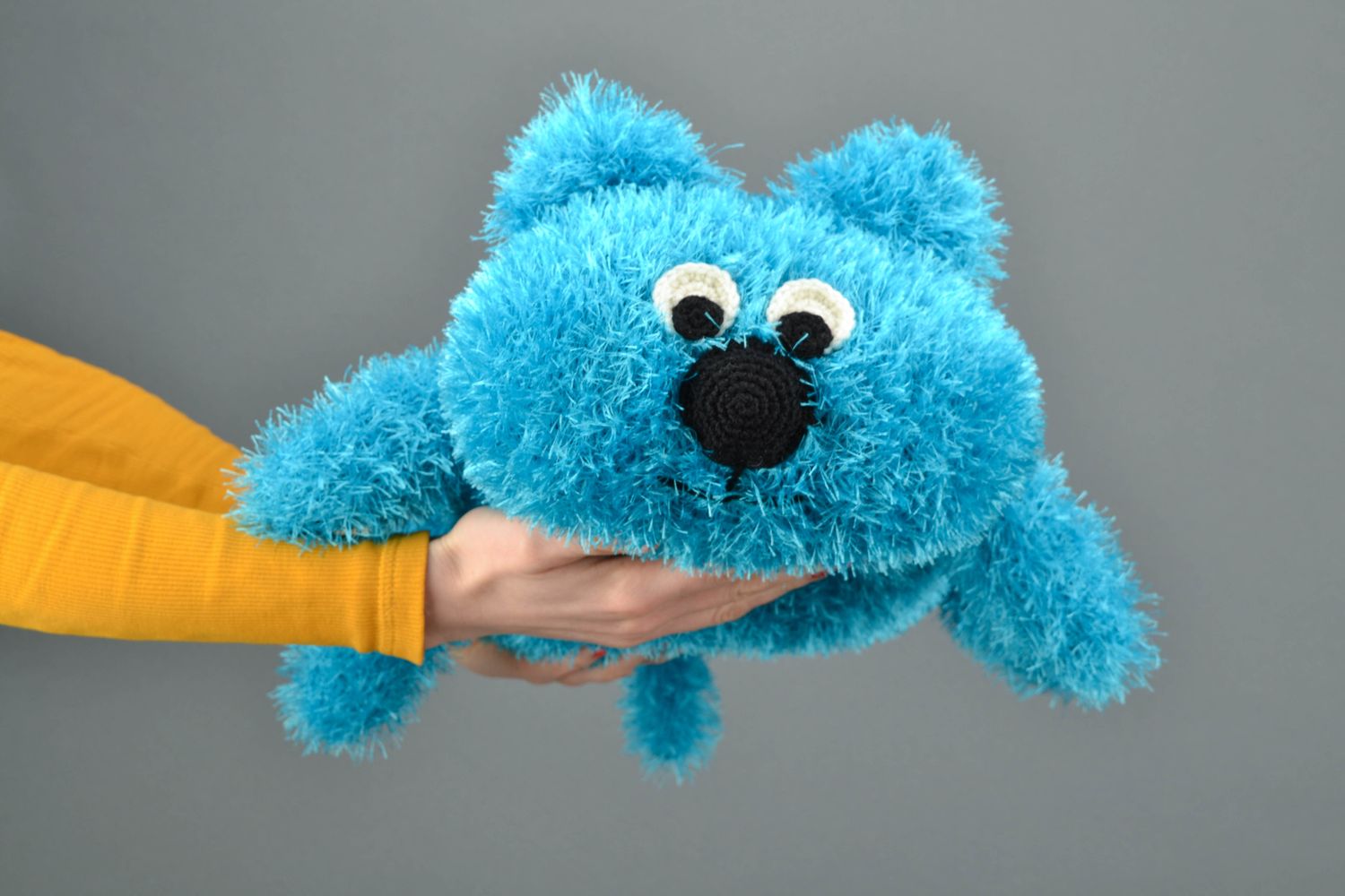 Мягкая игрушка подушка в виде голубого кота  фото 2
