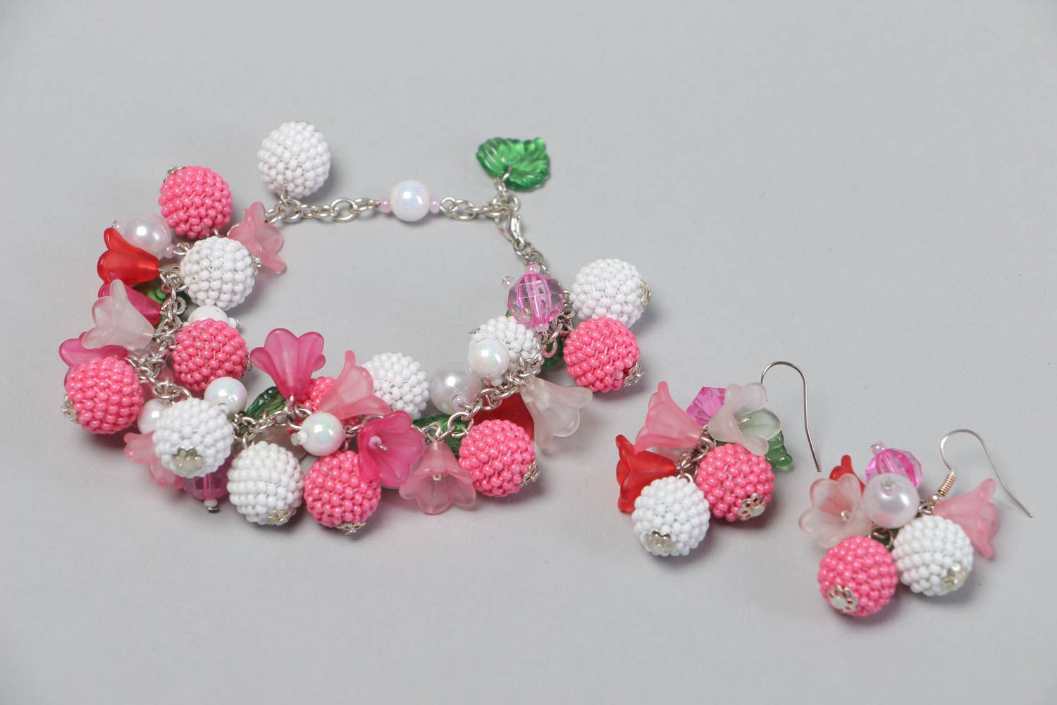 Handmade beaded jewelry set designer earrings and bracelet gifts for her photo 2