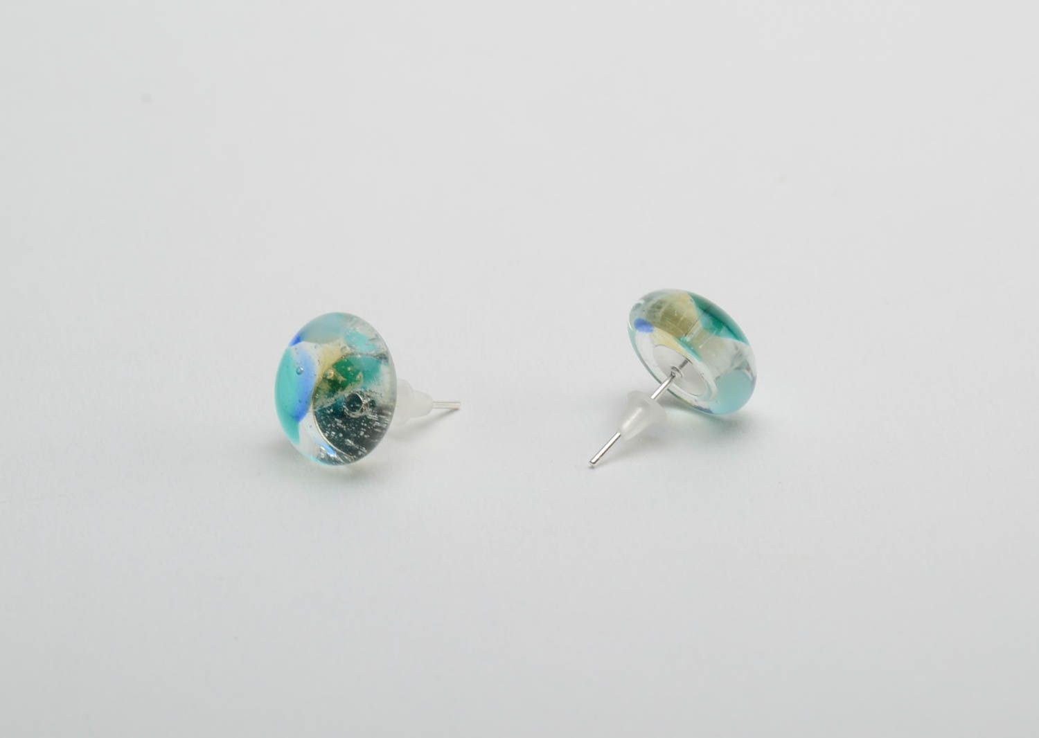 Glass fusing earrings handmade miniature designer summer accessory for every day photo 3