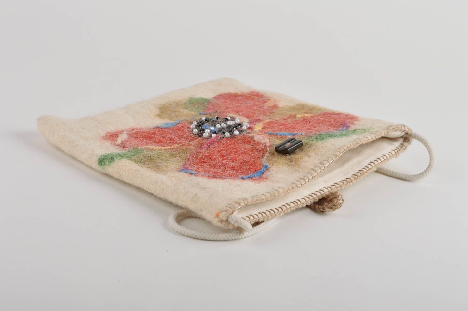 Сумка ручной работы сумка из шерсти валяный аксессуар женская сумка с цветком фото 5