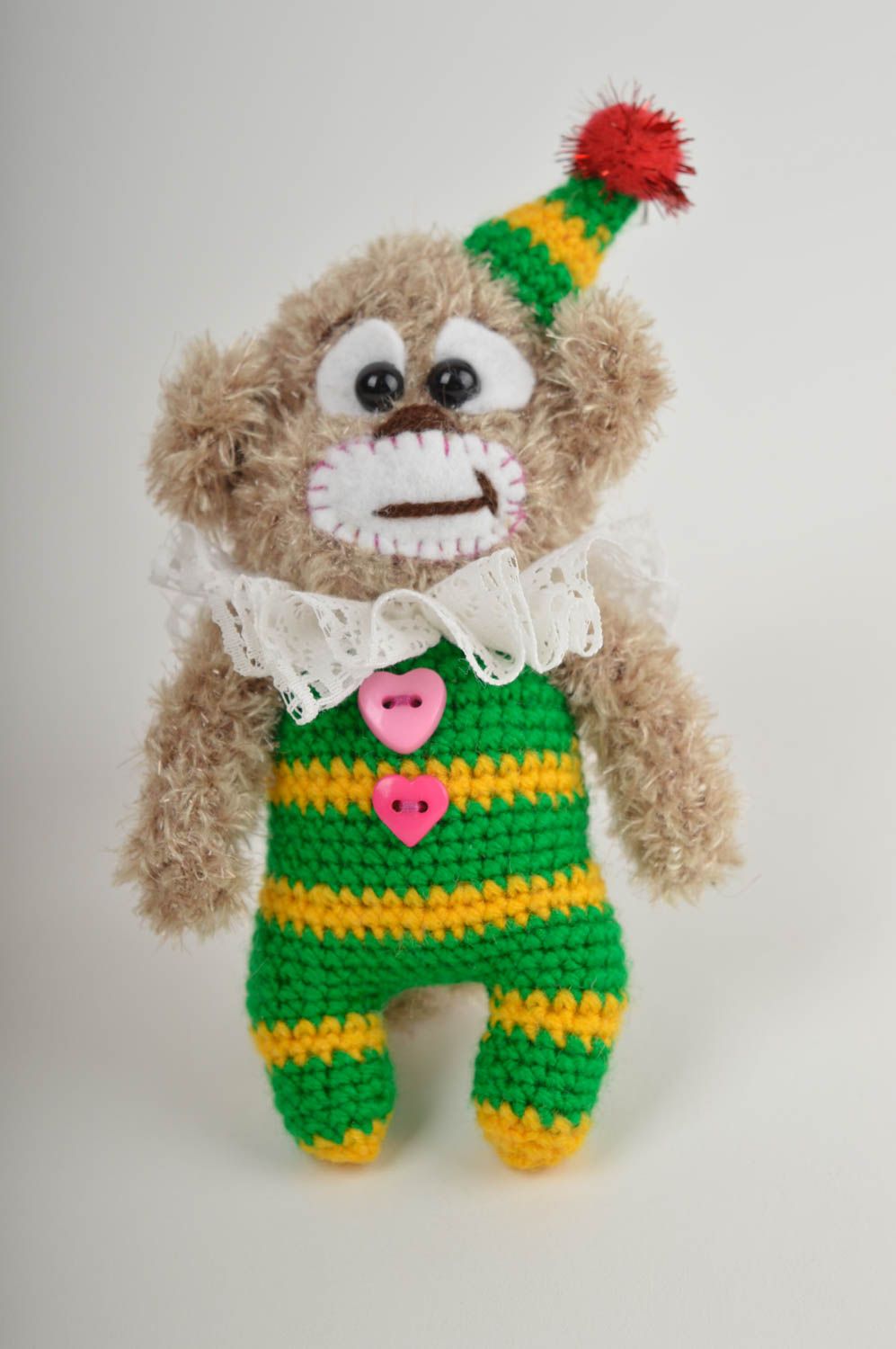 Handmade Stoff Spielzeug Häkel Kuscheltier Geschenk für Kinder Affe bunt foto 2