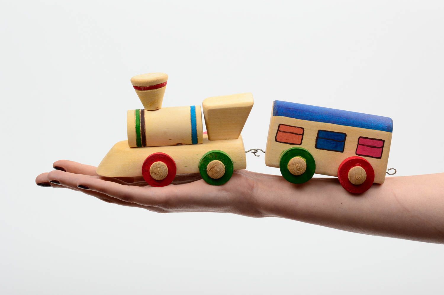 Handmade Deko Figur Kinder Spielzeug Holz Dekoration Designer Geschenk Zug foto 5