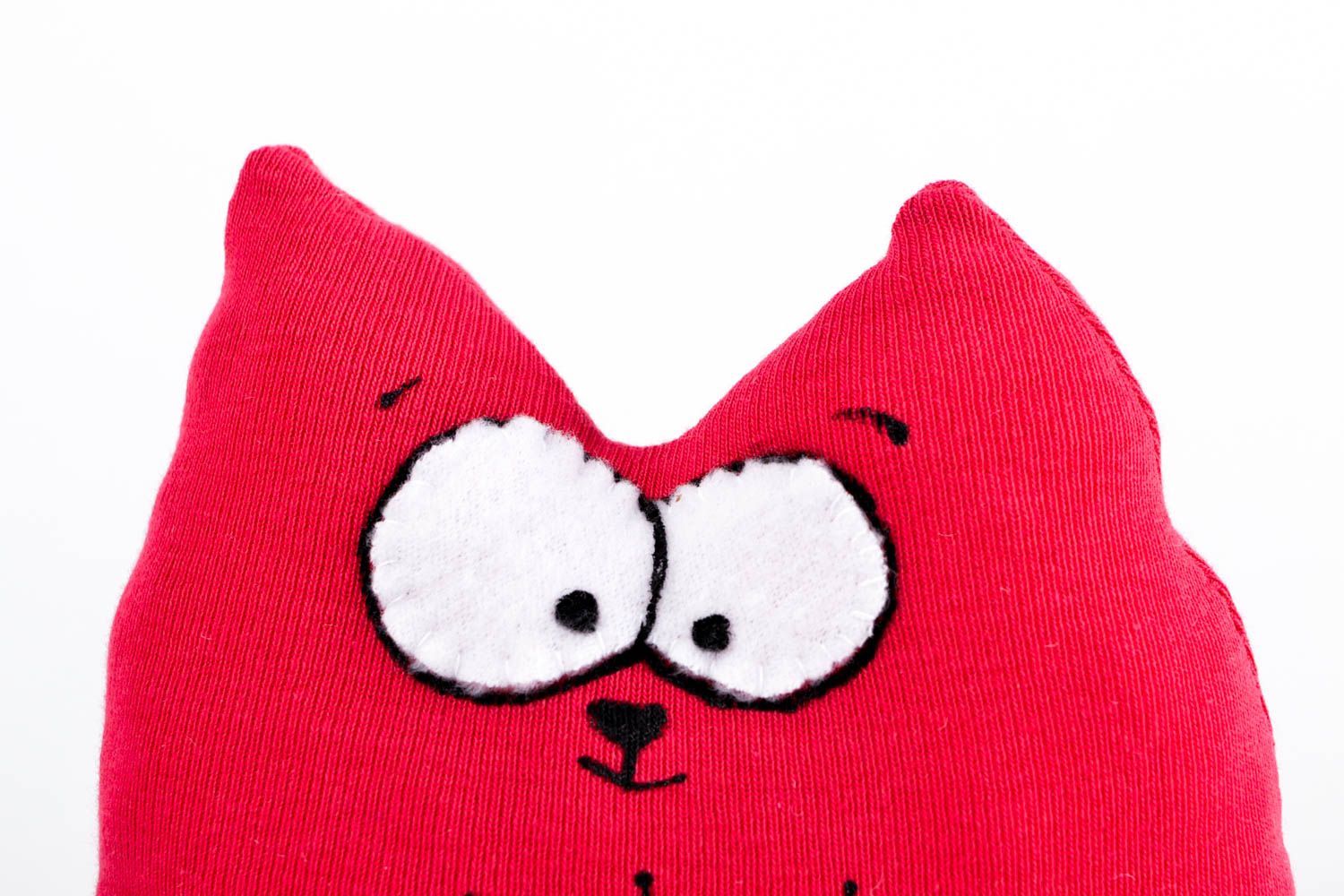 Juguete hecho a mano gato de tela rojo regalo para niño decoración de interior  foto 4
