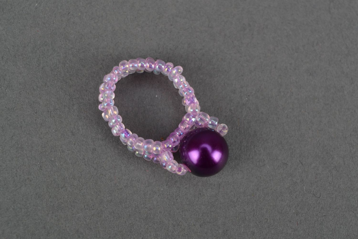 Women's beaded ring Lilac Pearl photo 4