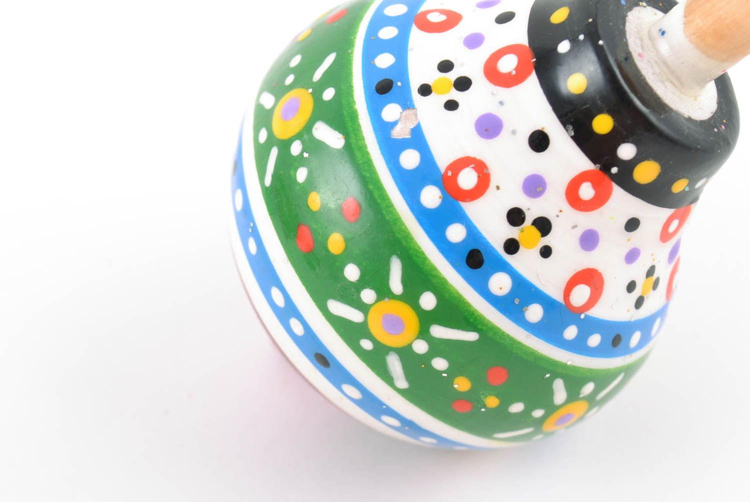Gestreiftes Spielzeug Kreisel aus Holz mit öko reinen Farben bemalt handgemacht foto 5