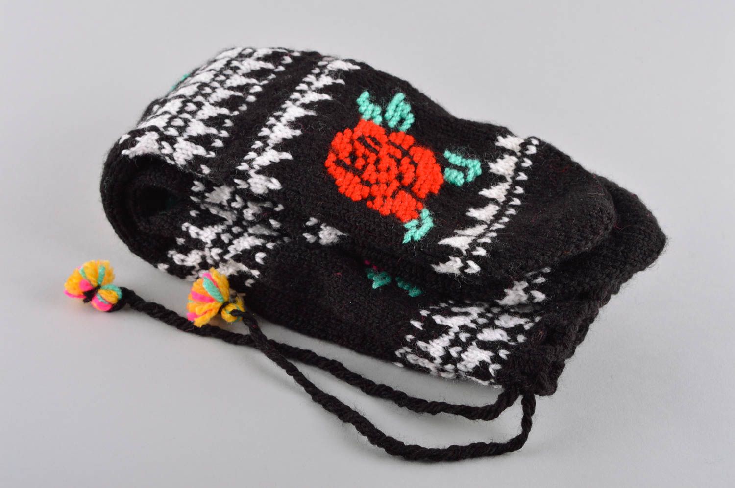 Calcetines tejidos hechos a mano negros accesorios de mujer regalo original  foto 5