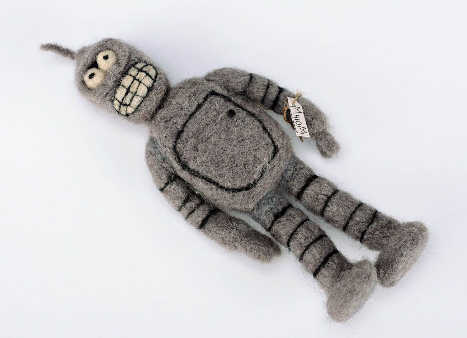 Brinquedo decorativo macio de lã artesanal Robot foto 5