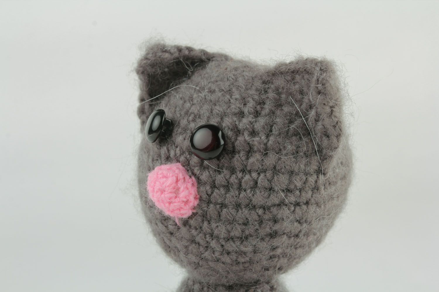 Jouet mou tricoté chat gris  photo 3