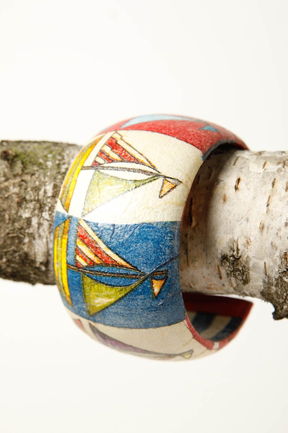 Подарок ручной работы морской браслет на руку расписная бижутерия из дерева фото 6