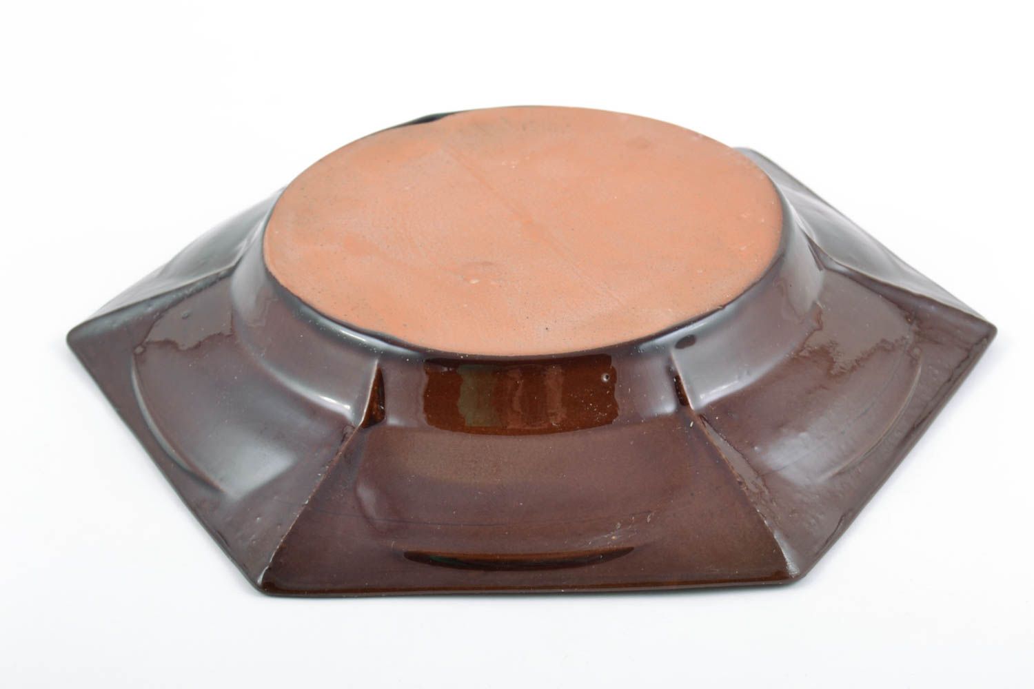 Handmade ceramic plate coated with glaze decorative deep dish interior pottery photo 2